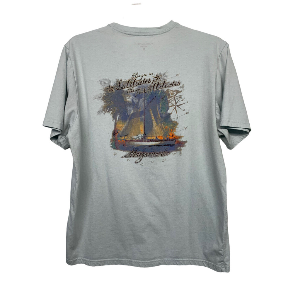 Margaritaviille Mens M Seafoam Green Graphic T-Shirt Short Sleeve